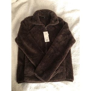 Brown Fluffy Full-Zip Jacket